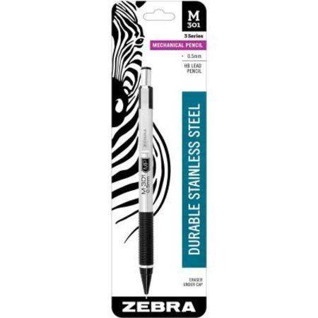ZEBRA PEN Zebra M-301 Mechanical Pencil, Lead/Eraser Refillable, 0.5mm, Black/Silver 54011